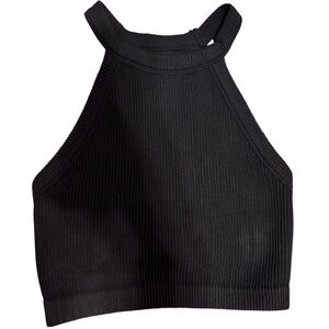 Aerie Black Ribbed Crop Tank Top